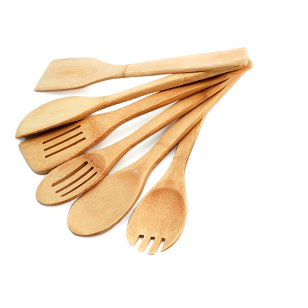 6pcs bamboo utensils set with holder