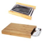 bamboo cutting board with stainless tray